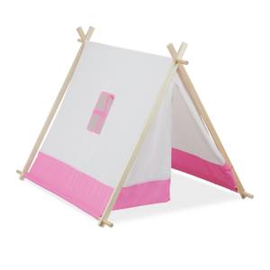 Tente pour enfants Marron - Rose foncé - Blanc - Bois manufacturé - Textile - 120 x 92 x 86 cm