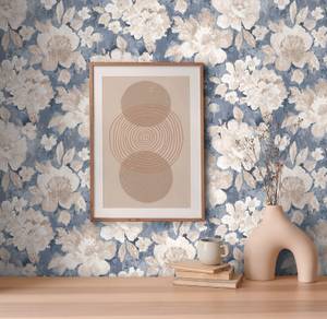 Aquarell Dreams Blumentapete Beige - Blau