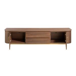 TV-Schrank Nussbaum und goldenem Stahl Braun - Holzwerkstoff - 220 x 55 x 45 cm