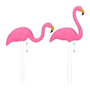 Flamingo Figur 2er Set Pink - Metall - Kunststoff - 32 x 70 x 8 cm