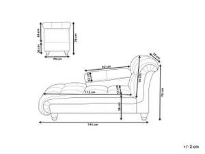 Chaiselongue LORMONT Braun - Taupe - Armlehne davorstehend links - Ecke davorstehend rechts