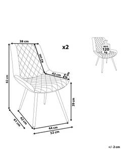 Esszimmerstuhl MARIBEL 2er Set Schwarz - Grau - Hellgrau - 51 x 82 x 59 cm