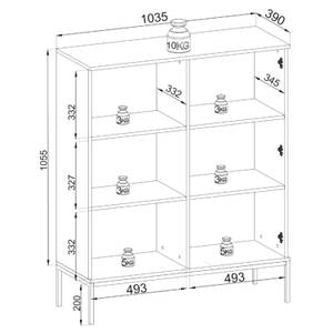 Vitrine TOSENA Schwarz - Holzwerkstoff - 104 x 106 x 39 cm