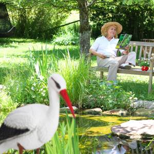 Gartenfigur Storch Schwarz - Braun - Weiß - Kunststoff - 22 x 80 x 64 cm