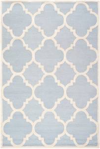 Wollteppich Clark Blau - Grau - Textil - 185 x 1 x 275 cm
