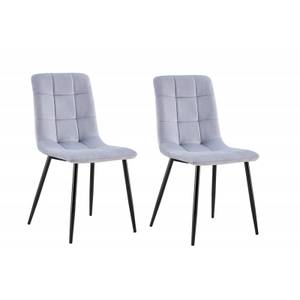 Lot de 2 chaises tissu velours - LOUISE Gris - Textile - 44 x 87 x 48 cm