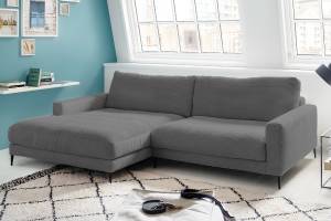 Ecksofa Canapé CARA Cordon Gris minéral - Angle à gauche (vu de face)