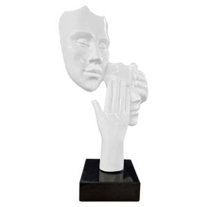 Statue 2 visages blancs H51 cm - MASK Blanc - Porcelaine - 30 x 51 x 29 cm