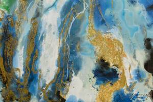 Acrylbild handgemalt Ungestüme Reize Blau - Weiß - Massivholz - Textil - 60 x 120 x 4 cm