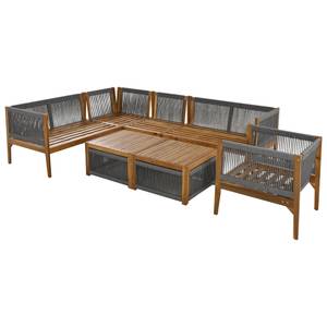 Gartenmöbel-Set RopeWoody Ⅴ Grau - Kunststoff - Massivholz - Textil - 184 x 64 x 240 cm