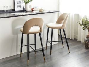 Tabouret de bar FALTON Beige - Noir - Doré