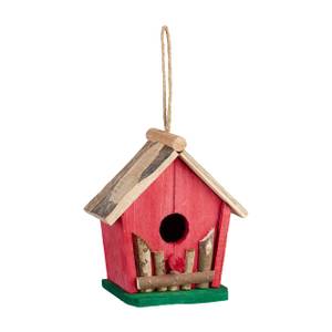 Mini Vogelhaus bunt Braun - Grün - Rot - Holzwerkstoff - 17 x 30 x 11 cm