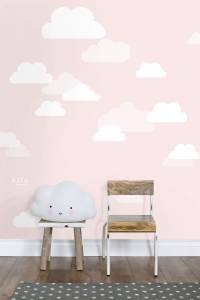 Fototapete kleine Wolken 158843 Pink - Naturfaser - Textil - 200 x 279 x 279 cm