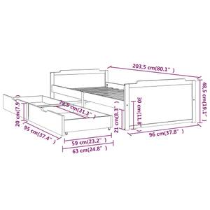 Bettgestell 3015098 Grau - Steingrau