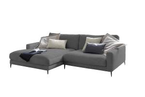 Ecksofa Canapé CARA Cordon Gris minéral - Angle à gauche (vu de face)