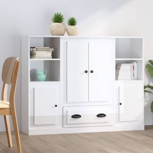 Highboard 3er Set DE7587 Hochglanz Weiß