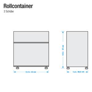 Rollcontainer Bianconero mit 2 Schubladen - Weiß mit Schwarzen Kanten