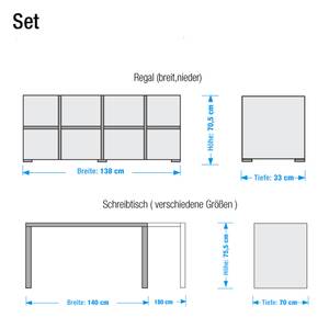 Hoekbureau Bianconero 2-delige set - hout - met tafel 180x70cm