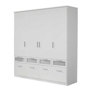 Armoire à portes battantes Bochum Blanc alpin / Verre dépoli - 3 portes - 136 cm