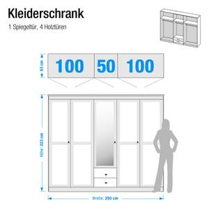 Kleiderschrank Bodo  (5-türig) Pinie Massiv Weiß lasiert