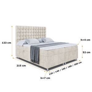 Boxspringbett - VIONE Ecru - Breite: 200 cm - H4