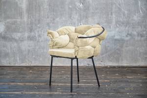Stuhl MONTY Designstuhl velvet Cremeweiß