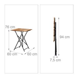 Meubles de jardin 2 chaises et 1 table Noir - Marron - Bois manufacturé - Métal - 60 x 76 x 60 cm