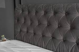 Boxspringbett VERONA Grau - Textil - 190 x 128 x 225 cm