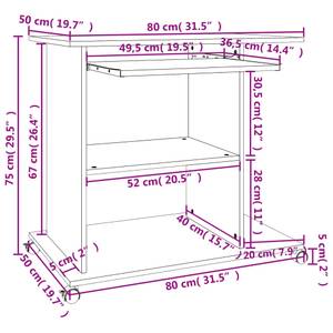 Computertisch Holzwerkstoff - Massivholz - 80 x 75 x 80 cm