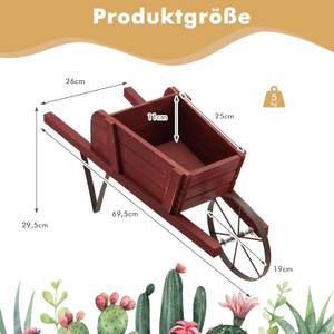 Blumenwagen TA10022 Rot - Massivholz - 26 x 30 x 70 cm