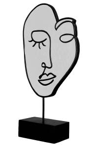 2tlg. Poly Skulptur Visione schwarz/weiß Schwarz - Weiß - Kunststoff - 19 x 37 x 7 cm