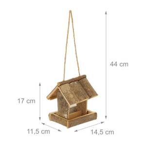 Vogelfutterhaus zum Aufhängen Braun - Holzwerkstoff - Metall - 15 x 17 x 12 cm