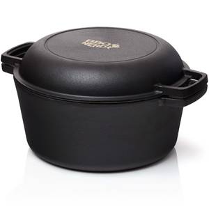 Cocotte gusseisen Bräter 6,7L - 2in1 Schwarz - Metall - 31 x 18 x 29 cm