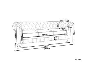 3-Sitzer Sofa CHESTERFIELD Schwarz - Senfgelb - Gelb - 201 x 70 x 75 cm - Textil