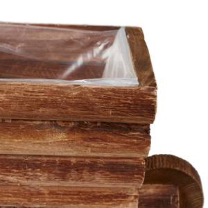 Pflanzschubkarre aus Holz 2er Set Braun - Holzwerkstoff - Kunststoff - 26 x 13 x 12 cm