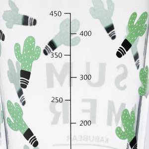 4er Set Trinkgläser mit Kaktus-Motiv Schwarz - Grün - Glas - Kunststoff - 9 x 16 x 10 cm