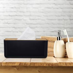 2 x Taschentuchbox Bambusdeckel Schwarz - Braun - Bambus - Kunststoff - 23 x 10 x 13 cm