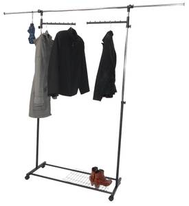 Porte-vêtements à roulettes extensible Noir - Argenté - Métal - 192 x 195 x 83 cm