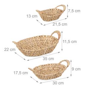 3x Aufbewahrungskörbe Wasserhyazinthe Braun - Metall - Rattan - 35 x 12 x 22 cm