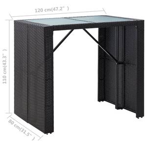 Bistro-Set-k364 ( 5-tlg ) Schwarz - Massivholz - Höhe: 1 cm