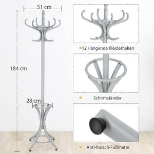 Garderobenständer mit 12 Haken Grau