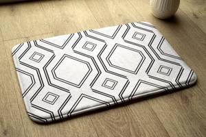 Badteppich Quadratische Muster Weiß - Textil - 75 x 45 x 75 cm