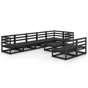 Salon de jardin (lot de 9) 3009796-1 Noir - Bois massif - Bois/Imitation - 70 x 30 x 70 cm