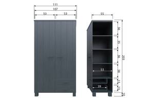 Armoire Dennis Gris platine - Argenté / Gris