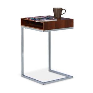 Table basse console appoint Marron - Argenté - Bois manufacturé - Métal - 37 x 61 x 38 cm