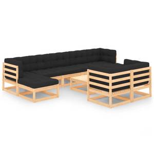 Garten-Lounge-Set (10-teilig) 3009744-2 Anthrazit - Schwarz - Holz