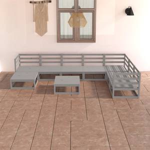 Salon de jardin (lot de 8) 3009814-1 Gris - Bois massif - Bois/Imitation - 70 x 30 x 70 cm