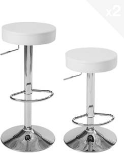 Tabouret bar YO (Lot de 2) Argenté - Blanc