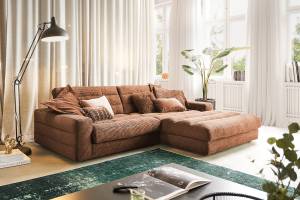 Ecksofa LANA Sofa Cord Recamiere Braun - Ecke davorstehend rechts