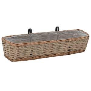 Jardinière de balcon 3002201 (lot de 2) Marron - Fibres naturelles - Matière plastique - Bois/Imitation - 20 x 15 x 80 cm